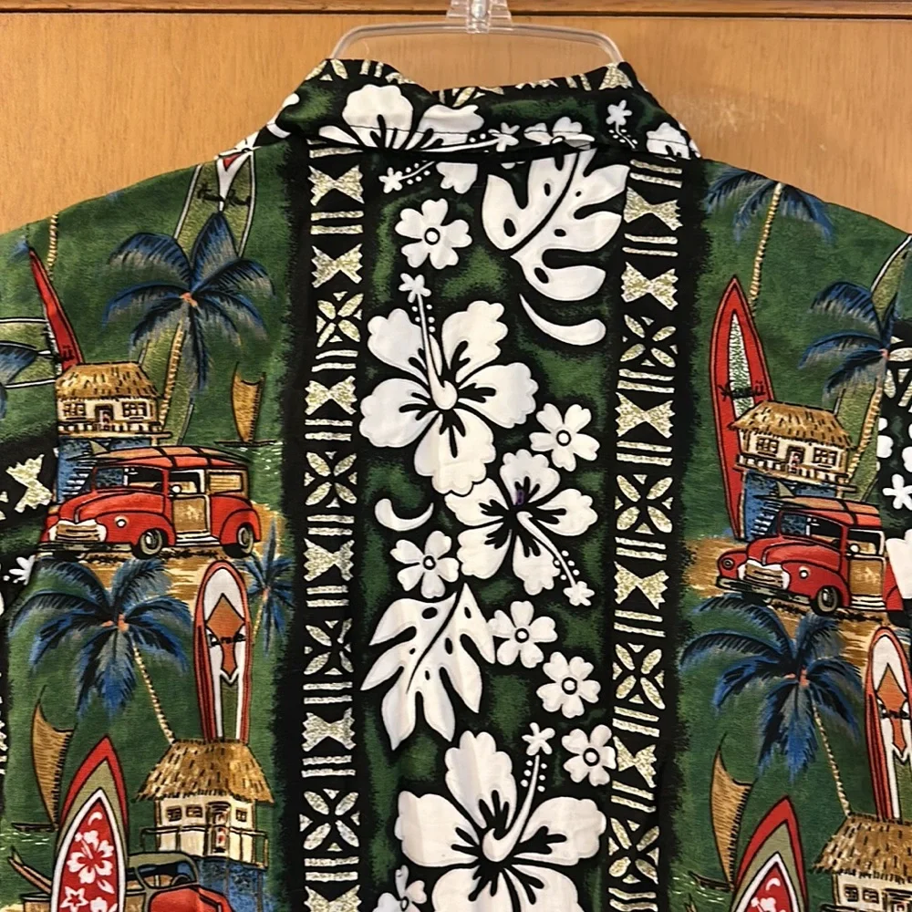 Nui Nalu Kids Boys Hawaiian Luau Floral Surf Button Down Shirt Size 6-7